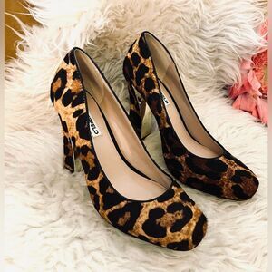 Karl Lagerfeld Leopard Print Cowhide Heels Pumps 8